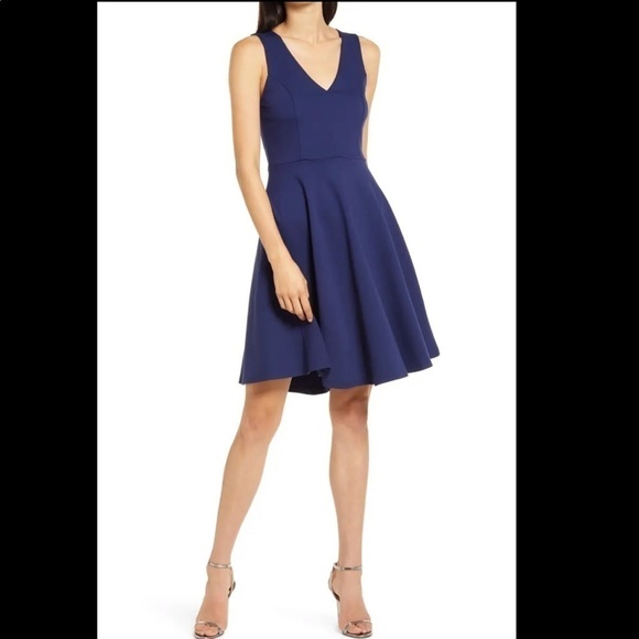 ALTAR’D STATE Navy Bon Appetit Skater Dress size M - Picture 1 of 8